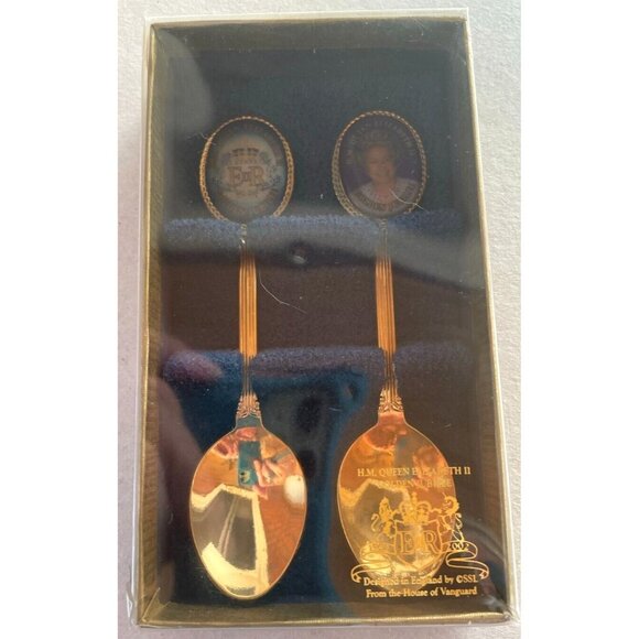 HM Queen Elizabeth II Golden Jubilee Spoon Set, Gold-Toned, House of Vanguard - Picture 3 of 6